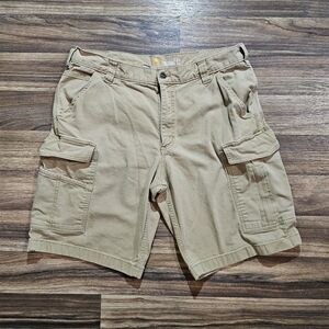 Carhartt Relaxed Fit 8-Pocket Khaki Cargo Utility Shorts, Men's 36
